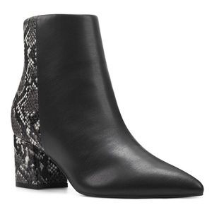 NEW IN BOX. Nine West Black and Snake Print Ankle Boots